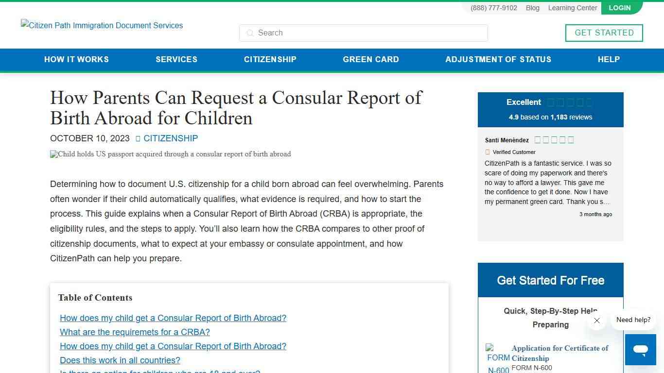 Obtain a Consular Report of Birth Abroad for Children | CitizenPath